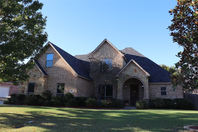 view of front of home featuring a front lawn