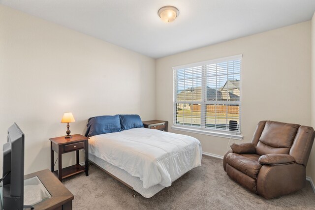 bedroom featuring carpet flooring and baseboards