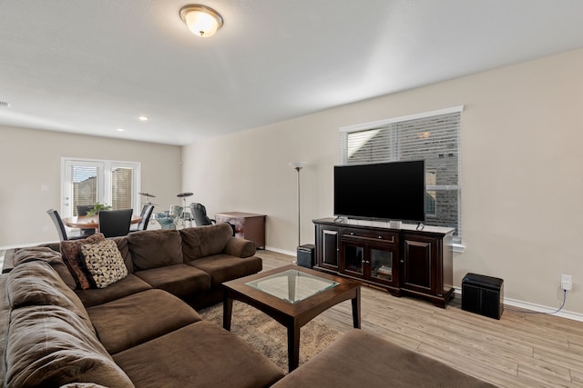 living room featuring light hardwood / wood-style flooring