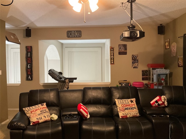 living room featuring a textured ceiling