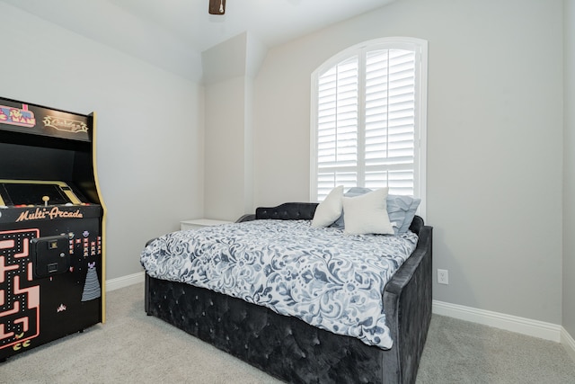 bedroom with carpet floors and ceiling fan