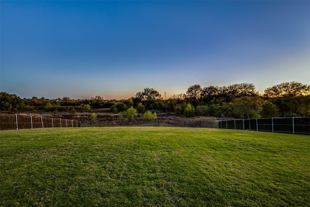 view of yard at dusk