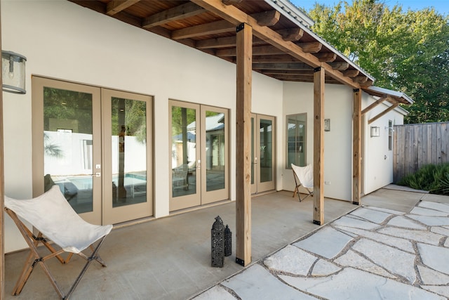 view of patio / terrace featuring french doors