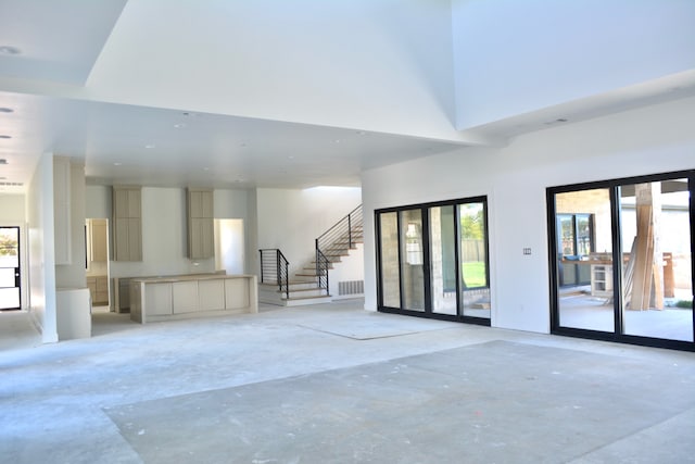 interior space featuring a high ceiling