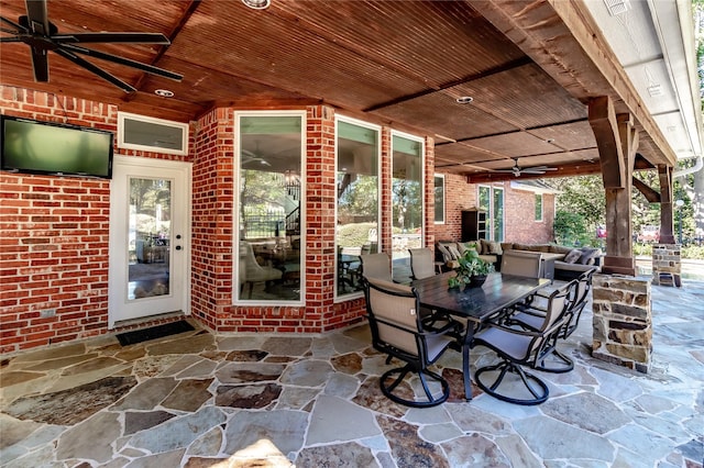 view of patio / terrace with an outdoor hangout area and ceiling fan