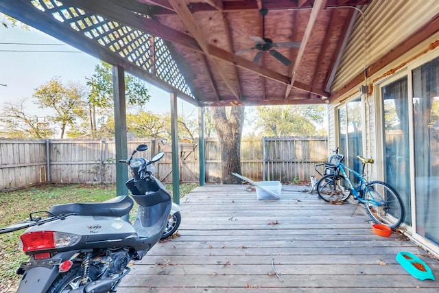 deck featuring ceiling fan