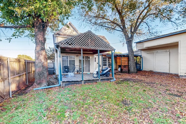 view of yard with a wooden deck