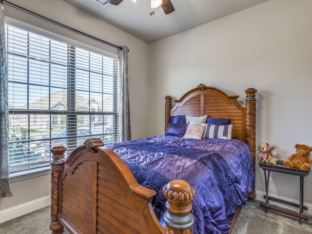 bedroom with carpet and ceiling fan