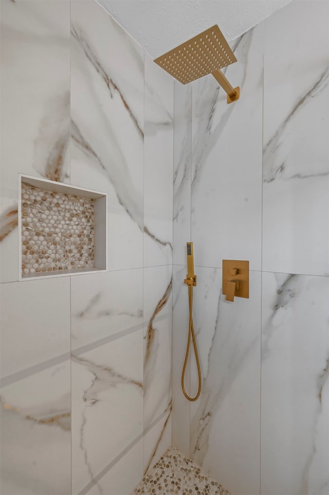 interior details featuring tiled shower