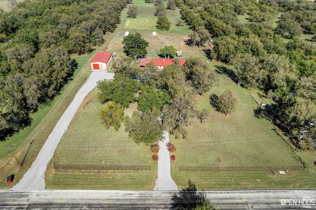 drone / aerial view with a rural view