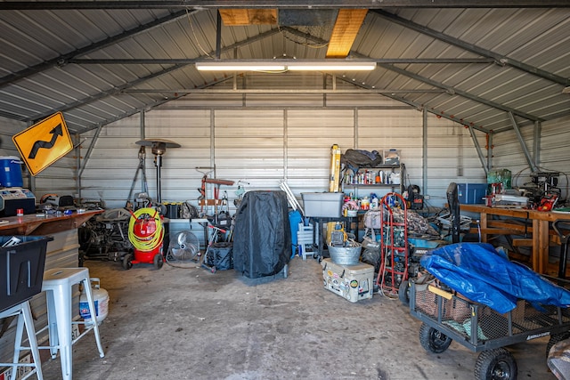 garage with wooden walls