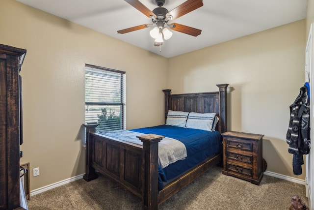 bedroom with carpet flooring and ceiling fan