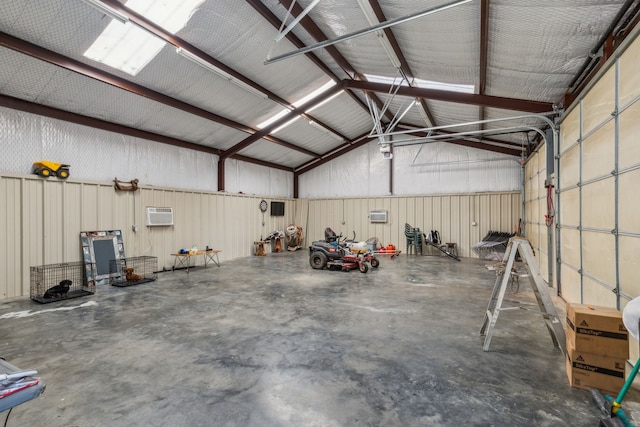 garage with a wall mounted AC