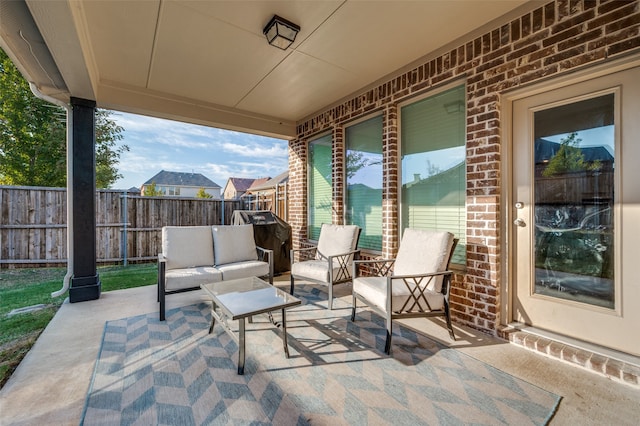 view of patio / terrace featuring an outdoor hangout area