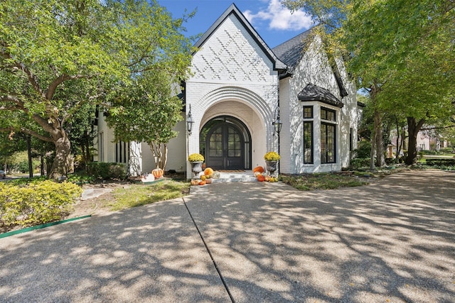 view of front facade featuring french doors