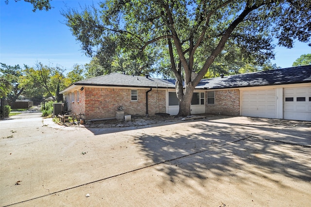 exterior space with a garage