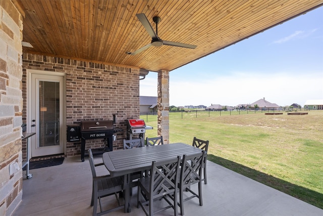 view of patio / terrace with grilling area and ceiling fan