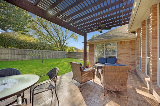 view of patio / terrace with a pergola and an outdoor hangout area