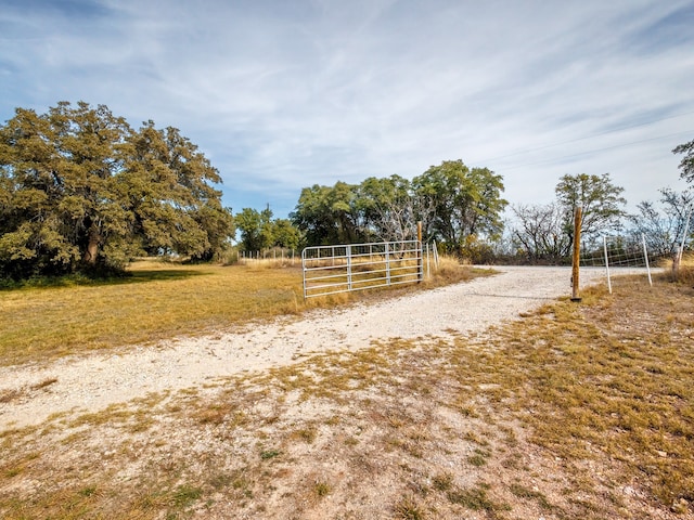 view of road with a rural view