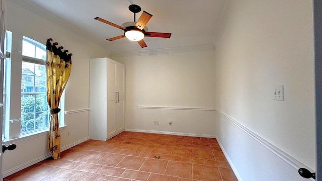 bedroom with light wood-type flooring, ceiling fan, and ornamental molding