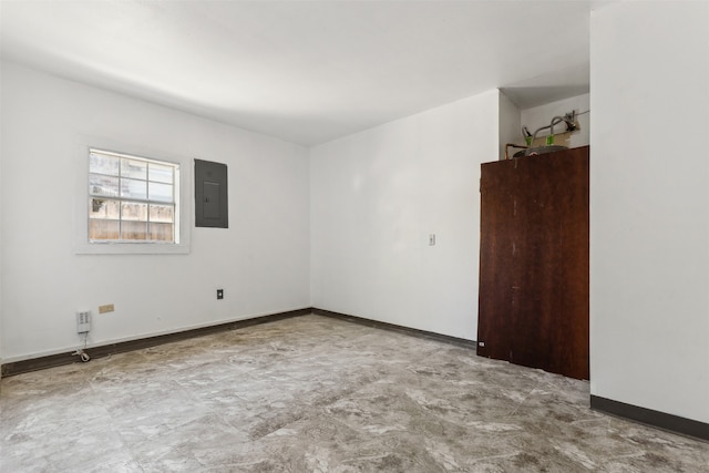 unfurnished room featuring electric panel