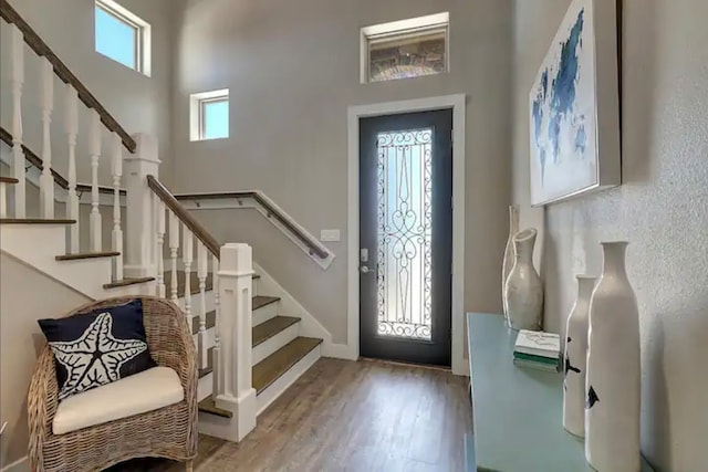 foyer entrance featuring hardwood / wood-style flooring