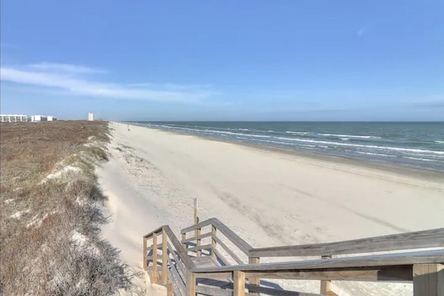 view of water feature featuring a beach view