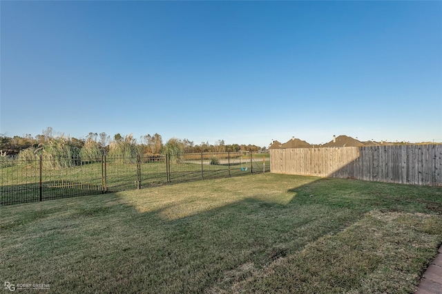 view of yard with a rural view