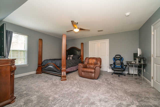 bedroom with carpet and ceiling fan