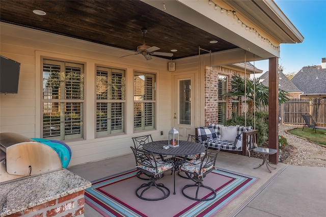 view of patio / terrace with outdoor lounge area and ceiling fan