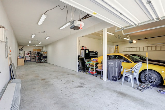 garage with a garage door opener