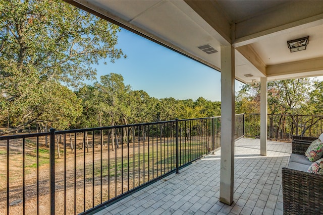 balcony with a patio area