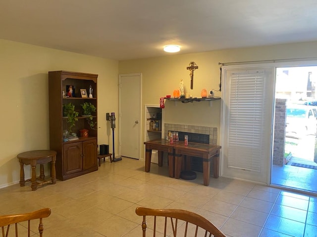 interior space featuring a fireplace