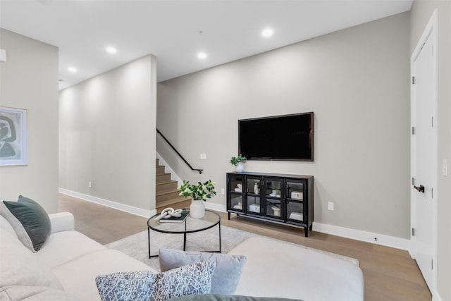 living room featuring light hardwood / wood-style flooring