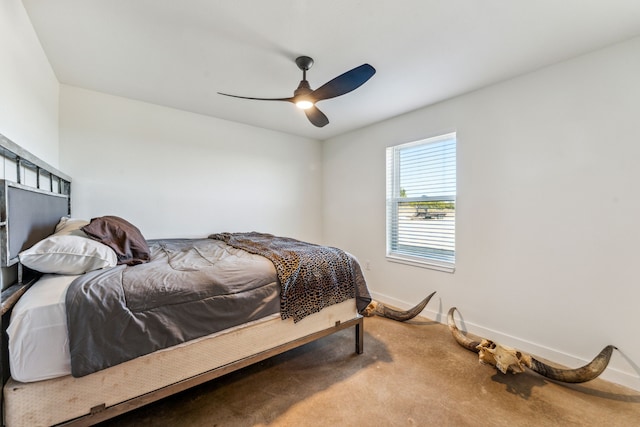 bedroom with carpet floors and ceiling fan