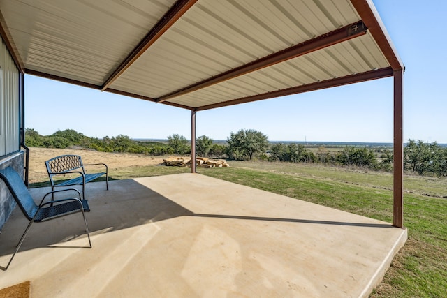 view of patio / terrace featuring a rural view