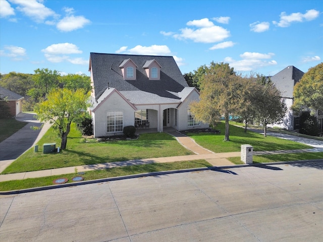 cape cod-style house with a front lawn