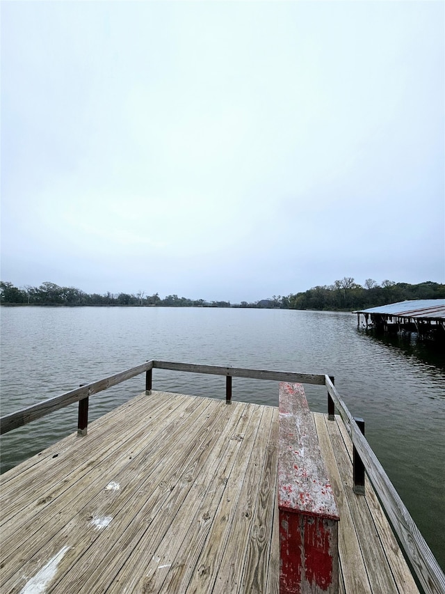 view of dock featuring a water view