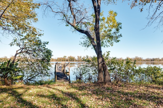 view of dock featuring a water view