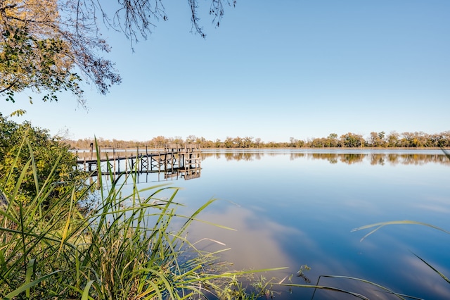 view of dock featuring a water view