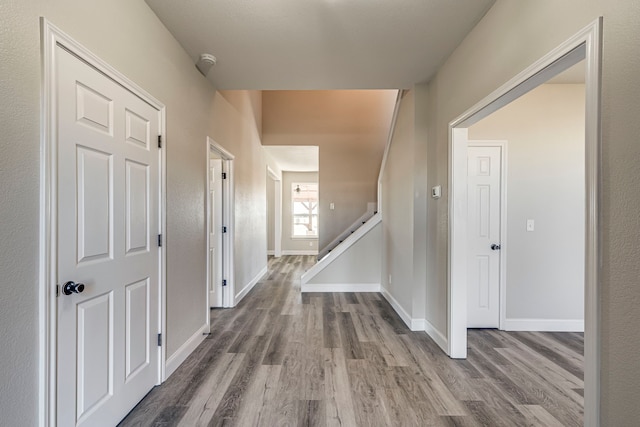 hallway featuring wood-type flooring