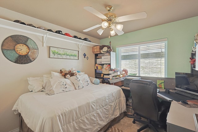 bedroom featuring ceiling fan