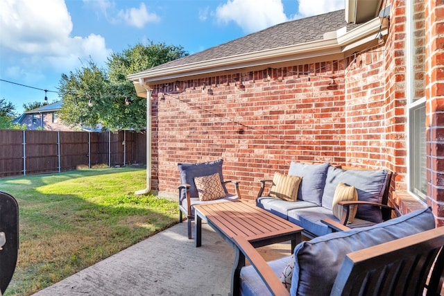 view of patio with an outdoor living space