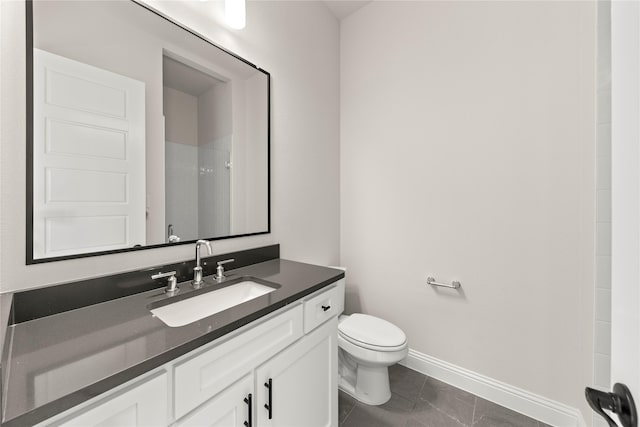 3304 Andesite Rd, Mckinney, TX 75071 - full bath featuring a shower, vanity, toilet, tile patterned flooring, and baseboards