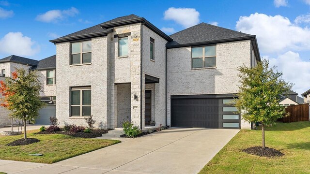 846 Belltown Dr, Allen, TX 75013 - view of front of home featuring driveway, an attached garage, a residential view, and brick siding