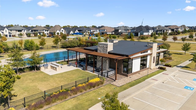 drone / aerial view with a residential view