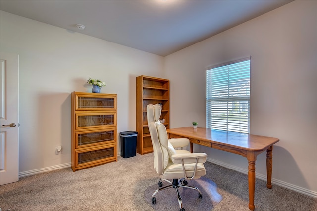 office with light colored carpet