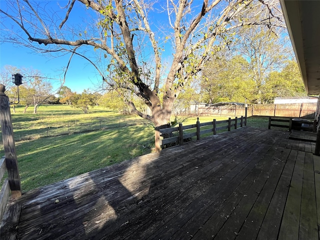 view of yard with a wooden deck