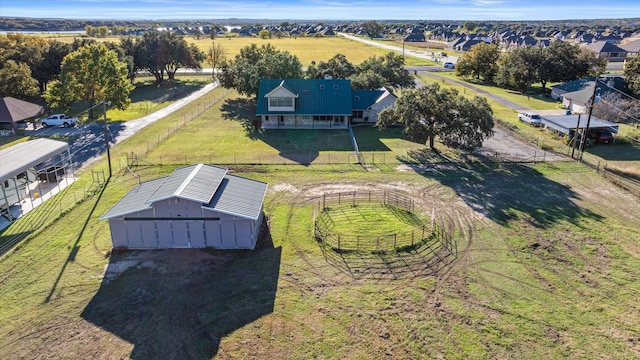 aerial view with a rural view