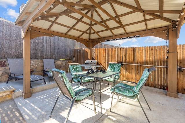 view of patio / terrace with a gazebo